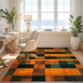 thumbnail image 3 of Design&I 5'x7' Ultra Soft Area Rug, Orange Funky Classroom Checkerboard Bold Abstract Grid with Accents Fluffy Washable Non Shedding for Bedroom Living Room Home Office, 3 of 7