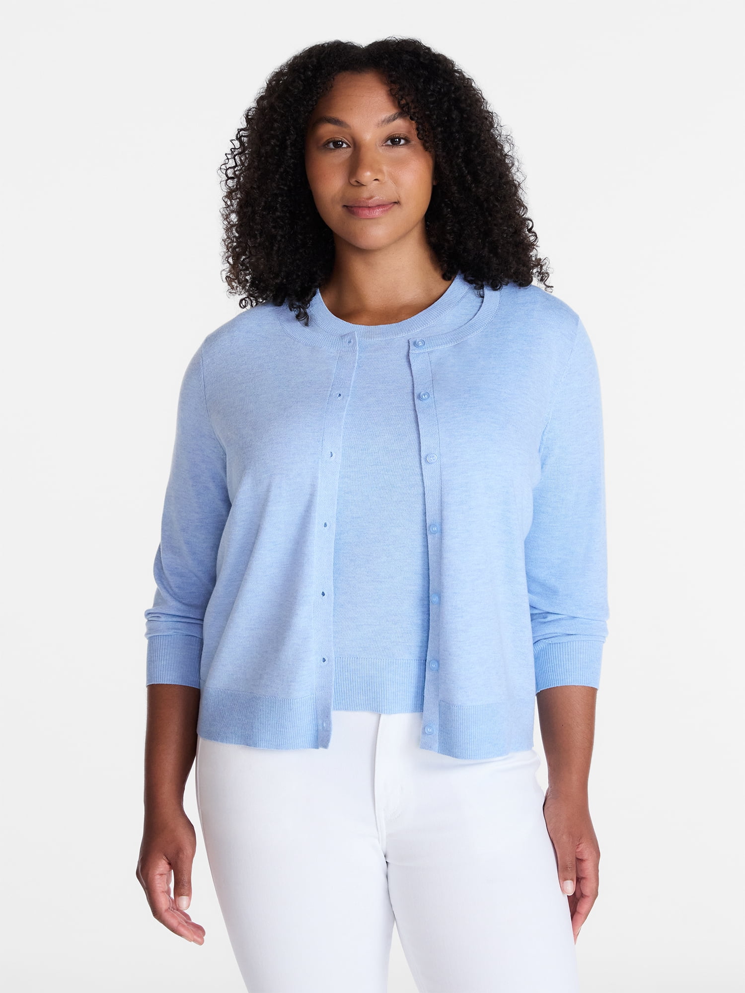 Time And Tru Women's Fine Gauge Cardigan Sweater, Lightweight, Sizes XS-XXXL