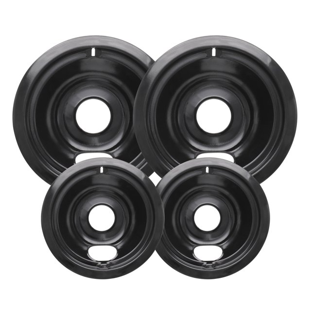 4 Pack Black Cooktop Drip Pans, Compatible with GE Hotpoint Stove