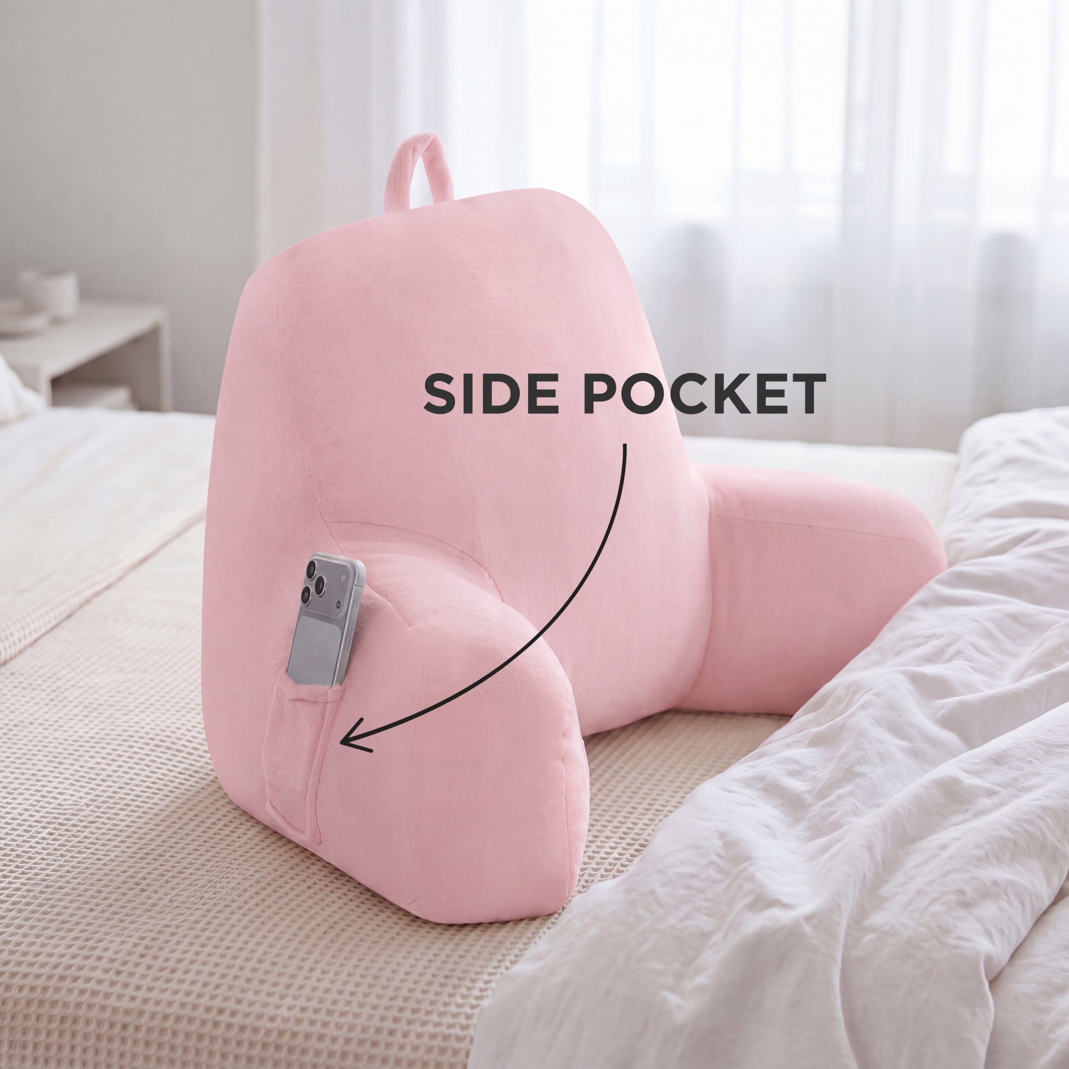 The Sheet Lab Plush Backrest Pillow, Pink, 30" x 17" x 17"