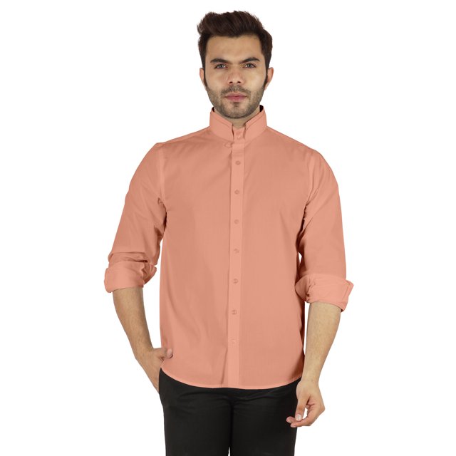 Bestman Formal Front Button Placket Solid Shirts For Mens Long Sleeve Regular Fit Shirt