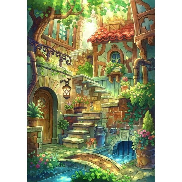 Hilo Algodón Ecológico Bordado 11CT 3 Hebras Impresión 60x85cm Kit Serie Paisaje Punto Cruz para Casa Jardín