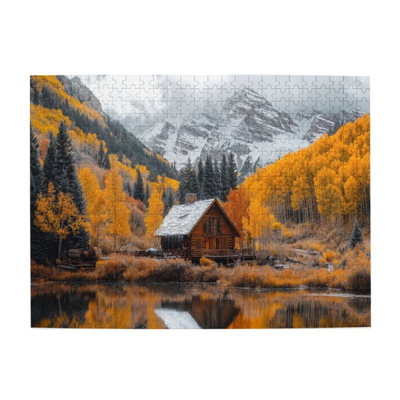 500 PCS Snow Mountain Forests Hut Wooden Jigsaw Puzzles 500 Pieces,Entering Nature,Relax Yourself,Funny Artwork For Adults,500 Piece Jigsaw Puzzle For Adults Challenging Fun Puzzle For Game Night