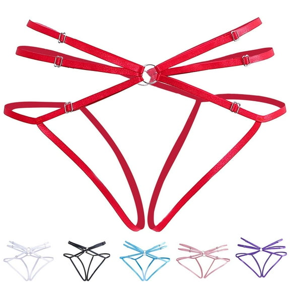 Elainilye Fashion Womens Bikini Underwear Sexy Thong Panties Sexy Lacy Underpants with Buttons for Controlling Length,Blue