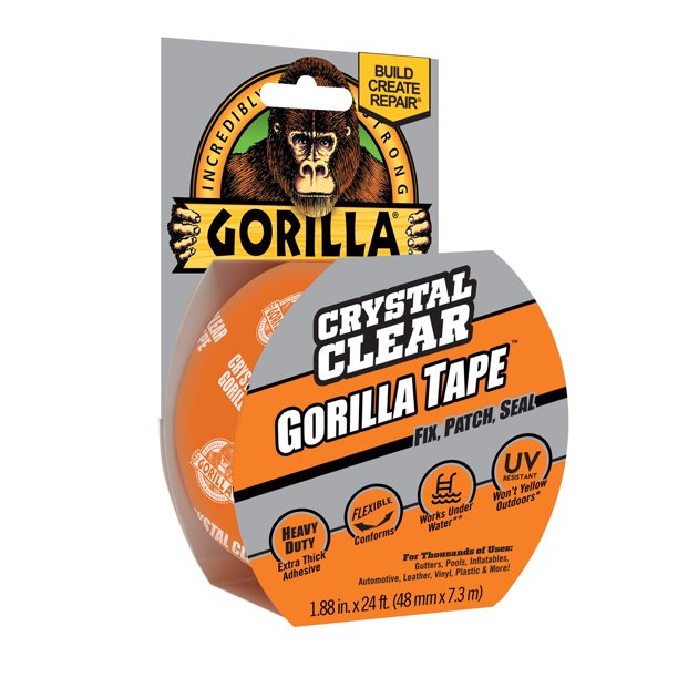 Gorilla Glue Crystal Clear Tape Adhesive, 1.88" x 27 feet Roll