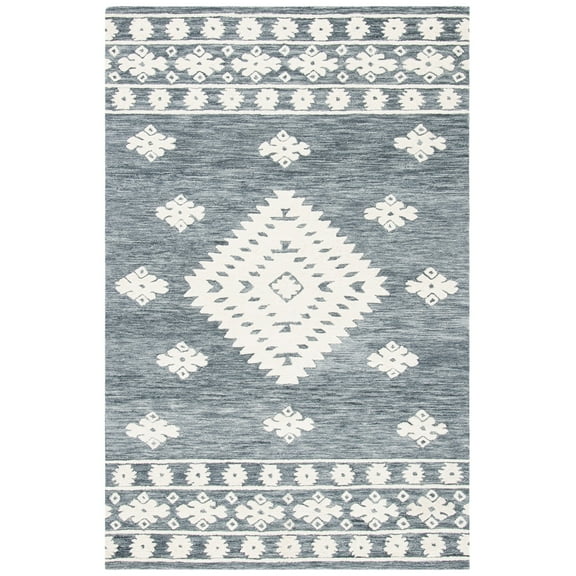 SAFAVIEH Aspen Kerry Geometric Area Rug, Dark Grey/Ivory, 4' x 6'