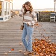 thumbnail image 6 of Womens Long Sleeve Oversized Striped Crew Neck Loose Fit Knitted Sweaters, S, 6 of 7
