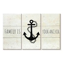 Elephant Stock Family Anchor Quote Wall Art - Horizontal Multi Panel Canvas - Living Room Wall Decor - Wall Signs Multi Panel - Black And Beige Decor - 33" x 20"