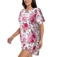 thumbnail image 2 of Kdxio Peonies And Roses Print Pajamas Sets for Women Short-Sleeved Pjs with Lounge Shorts Two Piece Sleepwear S-4XL, 2 of 9