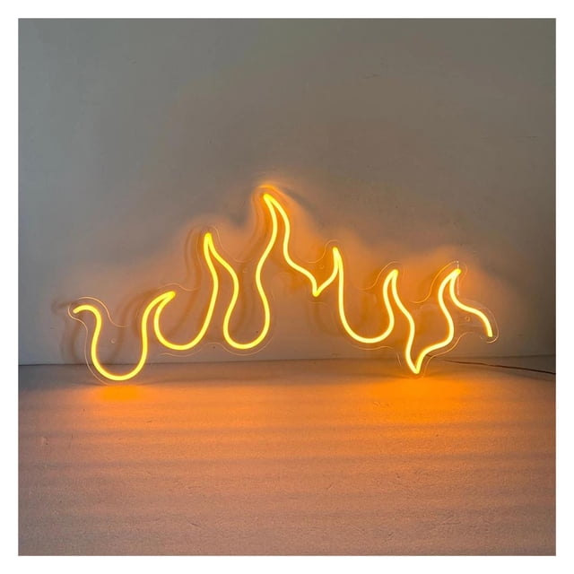 Letrero De Neón Con Forma Llama LED, Decoración Pared Alimentada Por USB Para Hogar Moderno Y Estudio Creativo