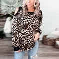 thumbnail image 4 of Blusa de mujer con estampado de leopardo de manga larga con cuello en V y costuras en degradado Pompotops  gfhjh20992, 4 of 9