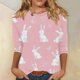 thumbnail image 1 of TaTaai Women Easter Themed Print 3/4 Sleeve Crew Neck T-Shirt Casual Pullover Top Ladies Spring Outdoor Gathering Wear Soft Breathable Non-See-Through No Fading Stylish Top Gift, 1 of 5