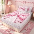 thumbnail image 2 of Erosebridal Glam Large Satin Bow Zipper Twin Comforter Sets with Fitted Sheet and 2 Pillowcases,Soft Leopard Spotted Base Zipper Bedding Set,Bubblegum Pink White,4-Piece,Pink Reversible, 2 of 6