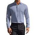 thumbnail image 1 of CAMISAS DE TRAJE PARA HOMBRES INSPIRE CHIC, SÓLIDAS, DE MANGA LARGA, AJUSTE REGULAR, FORMAL, DE BOTÓN, CAMISAS FORMAL GRIS, 1 of 6
