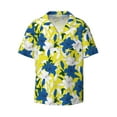thumbnail image 4 of Uemuo Lilies Flowers Pattern Cotton Linen Short Sleeve Shirts,Casual Lightweight Button Down Shirts,Vacation Beach Summer Tops-3X-Large, 4 of 7