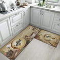 Kitchen Rugs and Mats Non Skid Washable Set of 2, Coffee Latte Kitchen