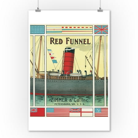 Petersburg, Virginia - Red Funnel Brand Tobacco Label (9x12 Art Print, Wall Decor Travel