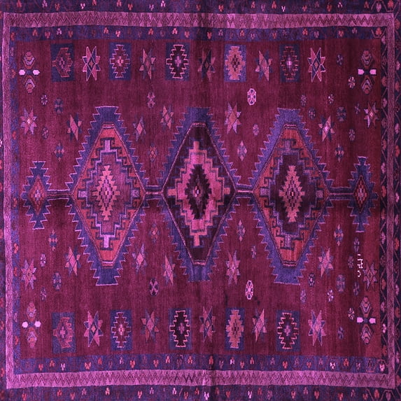 Ahgly Company Indoor Square Persian Purple Traditional Area Rugs, 7' Square
