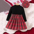 thumbnail image 4 of Wavsuf Toddler Girls Dress Sets, Cotton Long Sleeve Classic Plaid Fashion Princess Dress with Hat Red, 4 of 8