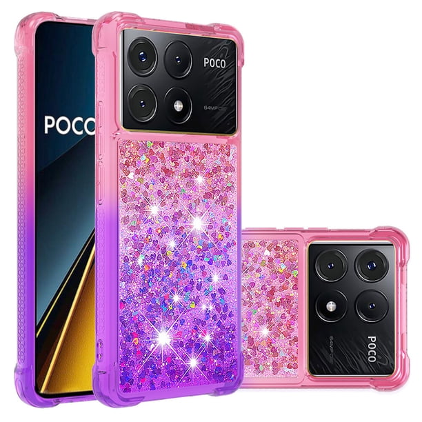 Funda para Xiaomi Poco X6 Pro Transparente con Brillos Carcasa Protectora Antigolpes con Glitter Brillante