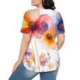 thumbnail image 4 of JSheng Women's New Short Sleeve Printed Top Round Neck Cover Casual Loose Top Curved Hem Printed Fashion Top, 4 of 5