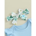 thumbnail image 6 of FEORJGP Infant Baby Girl Easter Outfit Toddler 0-2Y Short Sleeve Romper Crew Neck Jumpsuit Solid Ribbed Bodysuit with Suspender Skirt and Headband Set Little Girls 3Pcs Casual Cute Clothes, 6 of 9
