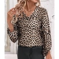 thumbnail image 4 of Womens Sleeve V Neck Blouses Casual Loose Fit Tunic Tops Leopard Print M, 4 of 8