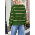 thumbnail image 4 of Split V Neck Classic Striped Pattern Collared Sweater for Women Green Large, 4 of 4