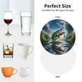 thumbnail image 6 of KLL Largemouth Bass Jumping Out of The Water Drink Coasters Set of 4,PU Leather Absorbent Coasters Set Decorative Coffee Cup Coasters Housewarming Gift for Home Decor-Round Shape, 6 of 6