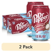 (2 pack) Dr Pepper Creamy Coconut Soda Pop, 12 fl oz, 12 Pack Cans