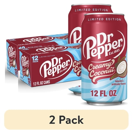 (2 pack) Dr Pepper Creamy Coconut Soda Pop, 12 fl oz, 12 Pack Cans