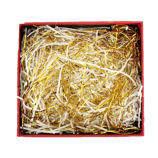 SIYTUAU Gold Threaded Mixed Paper Shreds Raffia Wedding Favor Box Filler Gift Confetti Shreds Paper Material Craft Packaging
