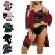 thumbnail image 1 of Conjunto De Pijama De 4 Piezas Para Mujer Con Ribete De Enca, 1 of 8