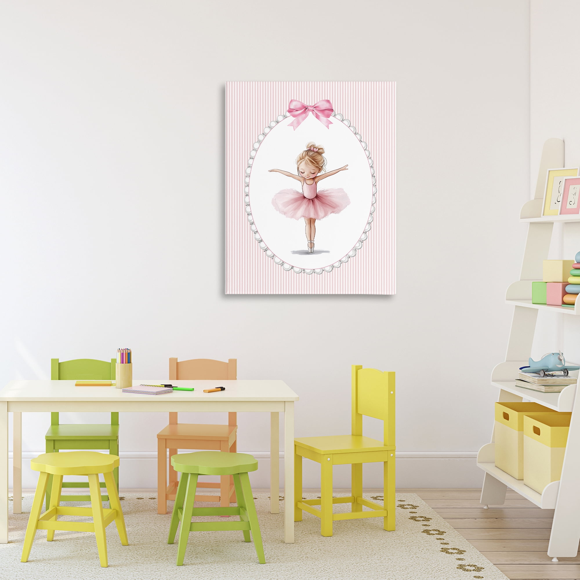 Stupell Industries Dancing Pink Ballerina Canvas Wall Art, design by Christine Simpson Art
