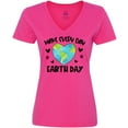 thumbnail image 3 of Inktastic Make Every Day Earth Day with Hearts and Stars Women's V-Neck T-Shirt, 3 of 5
