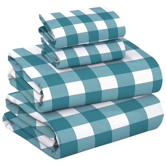 RUVANTI 100% Cotton Flannel Sheets Queen 4 Pcs Cabin Plaid