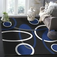 thumbnail image 5 of Area Rug 2'7''x5' Geometric Blue and White Round Line Black Texture Washable Area Rugs Non Shedding Floor Carpet Rubber Backing Non-Slip Indoor Mats for Living Room Bedroom Kitchen, 5 of 8