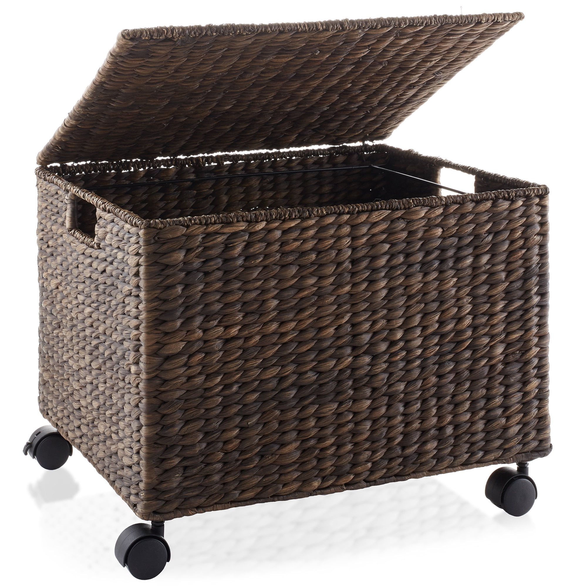 Casafield Rolling Filing Cabinet, Espresso Dark Brown - Water Hyacinth Hanging File Folder Organizer, Home Office Storage