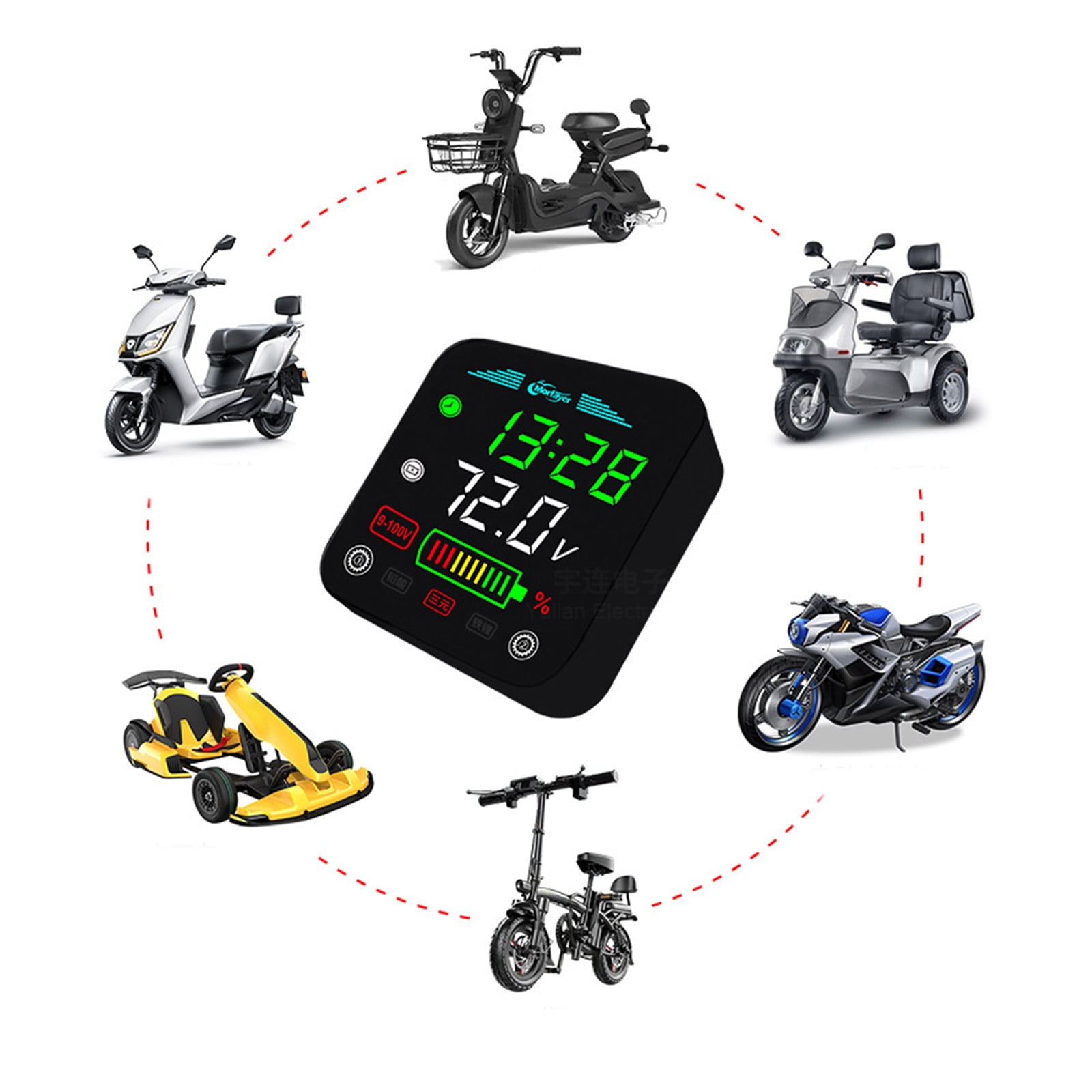 Voltmeter Tester Detector Digital Electricity Meter DC9-100V Capacity Indicators for Motorcycle