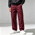 thumbnail image 6 of DYTTDG Men’s Drawstring Cargo Pants, Elastic Waist Full Length Straight Leg Trousers with Multi Pockets, Solid Color Casual Wear for Daily Walking & Outdoor, 6 of 8