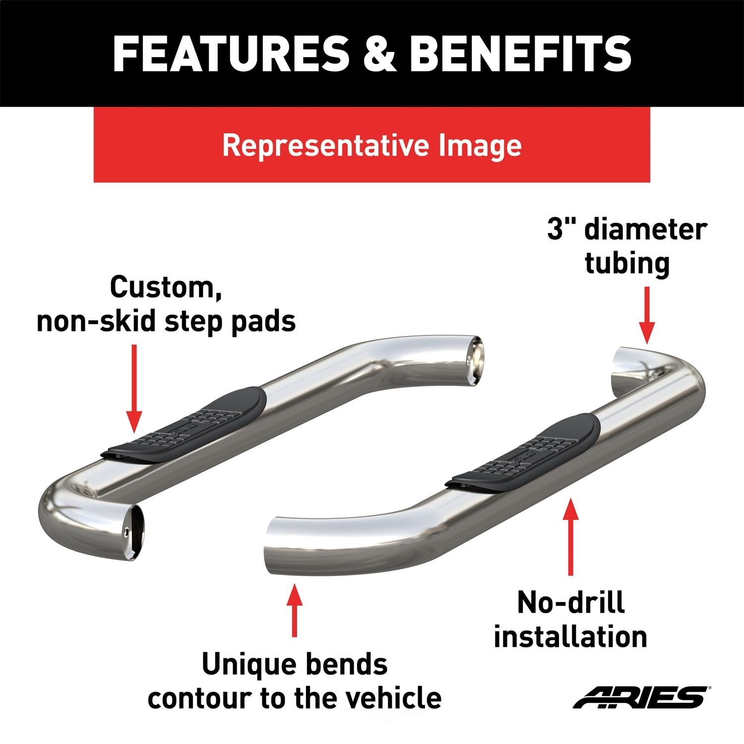 Aries Automotive 3" Round Side Bars