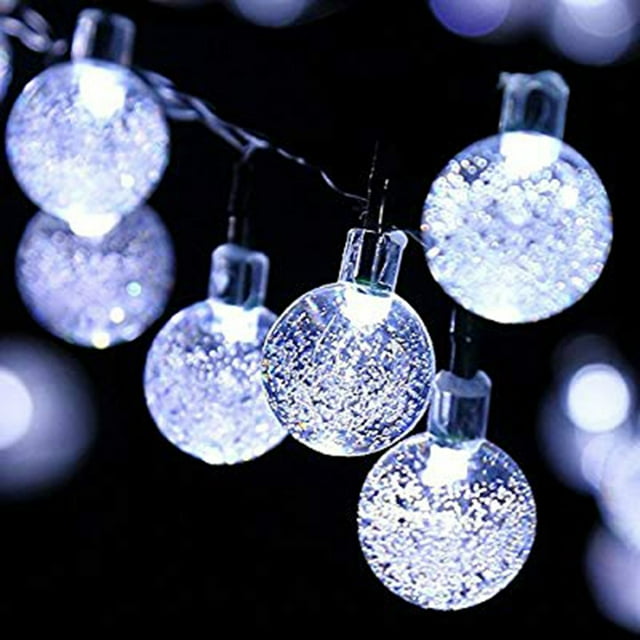 12M Solar String Lights, 100 LEDs White Light Bulbs, 8 Lighting Modes, Waterproof IP65 with 2V 100mA Solar Panel, for Outdoor/Indoor Decoration, Christmas Tree, Party Evening etc