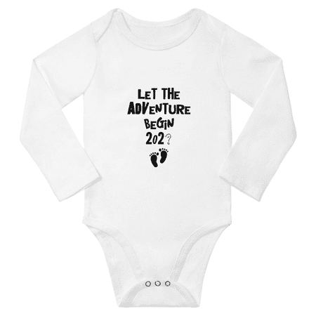 

Let The Adventure Begin 202 Funny Baby Long Sleeve Jumpsuit Infant Boy Girl Unisex (White 18-24M)