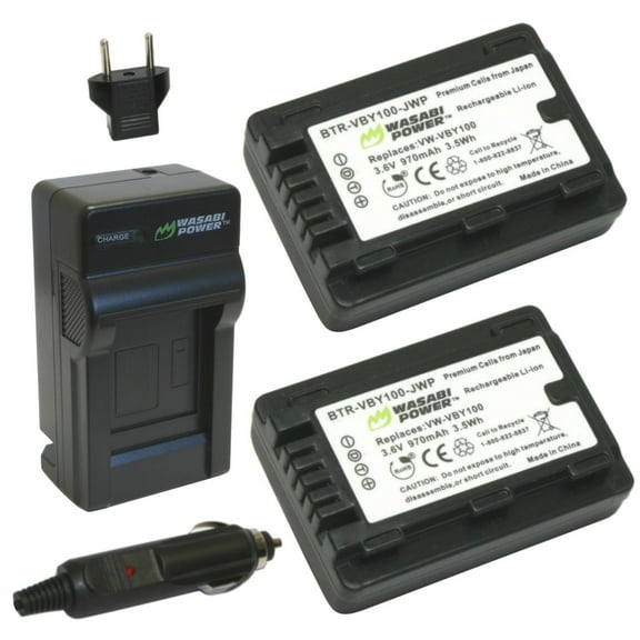 Wasabi Power Battery (2-Pack) and Charger for Panasonic VW-VBY100