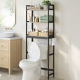 thumbnail image 3 of SONGMICS Estantería sobre el Inodoro, Organizador de Baño de 3 Niveles sobre el Inodoro con Estantes Ajustables, Estantería de Baño Multifuncional, Greige y Negro, 3 of 5