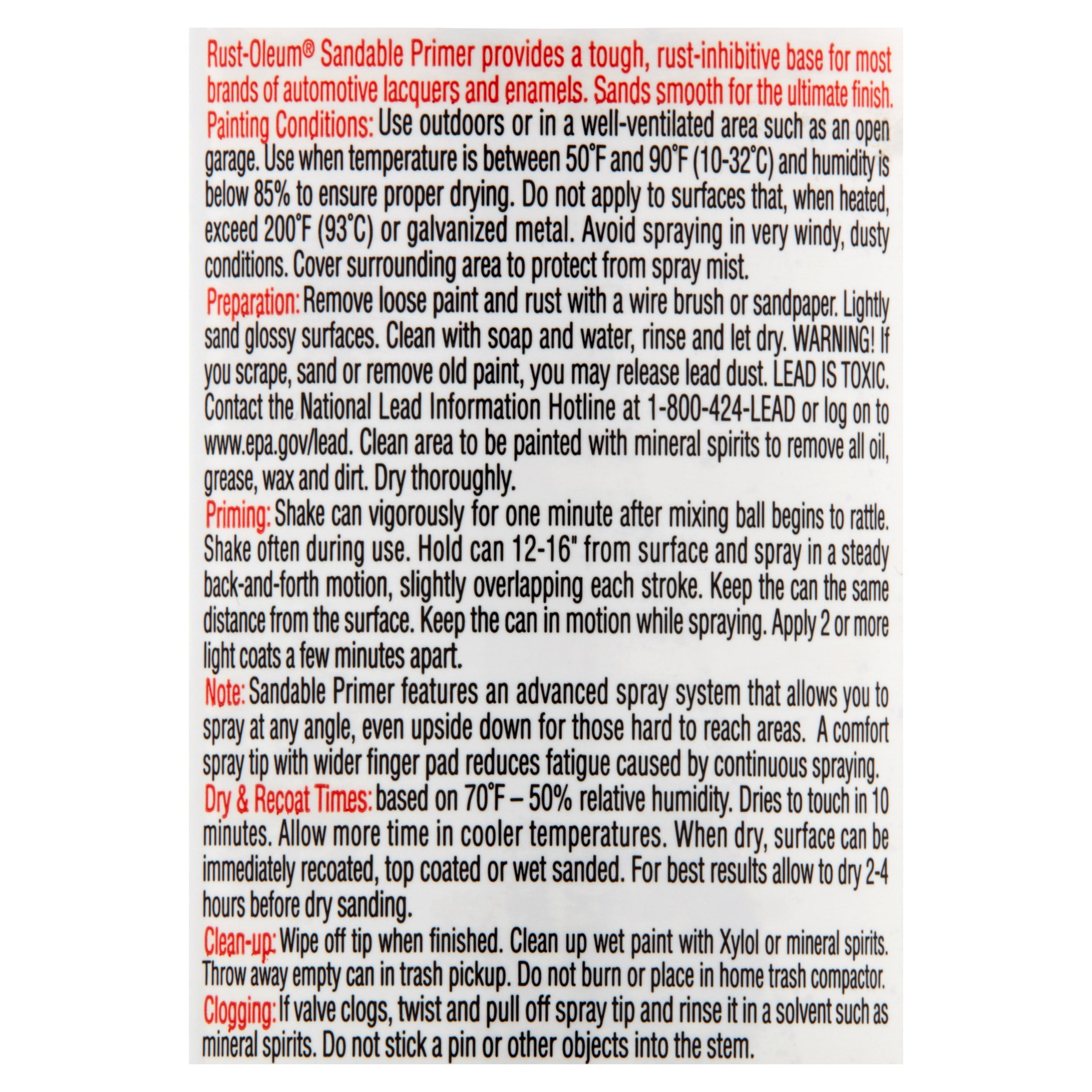 Gray, Rust-Oleum Automotive Sandable Primer, 12 oz
