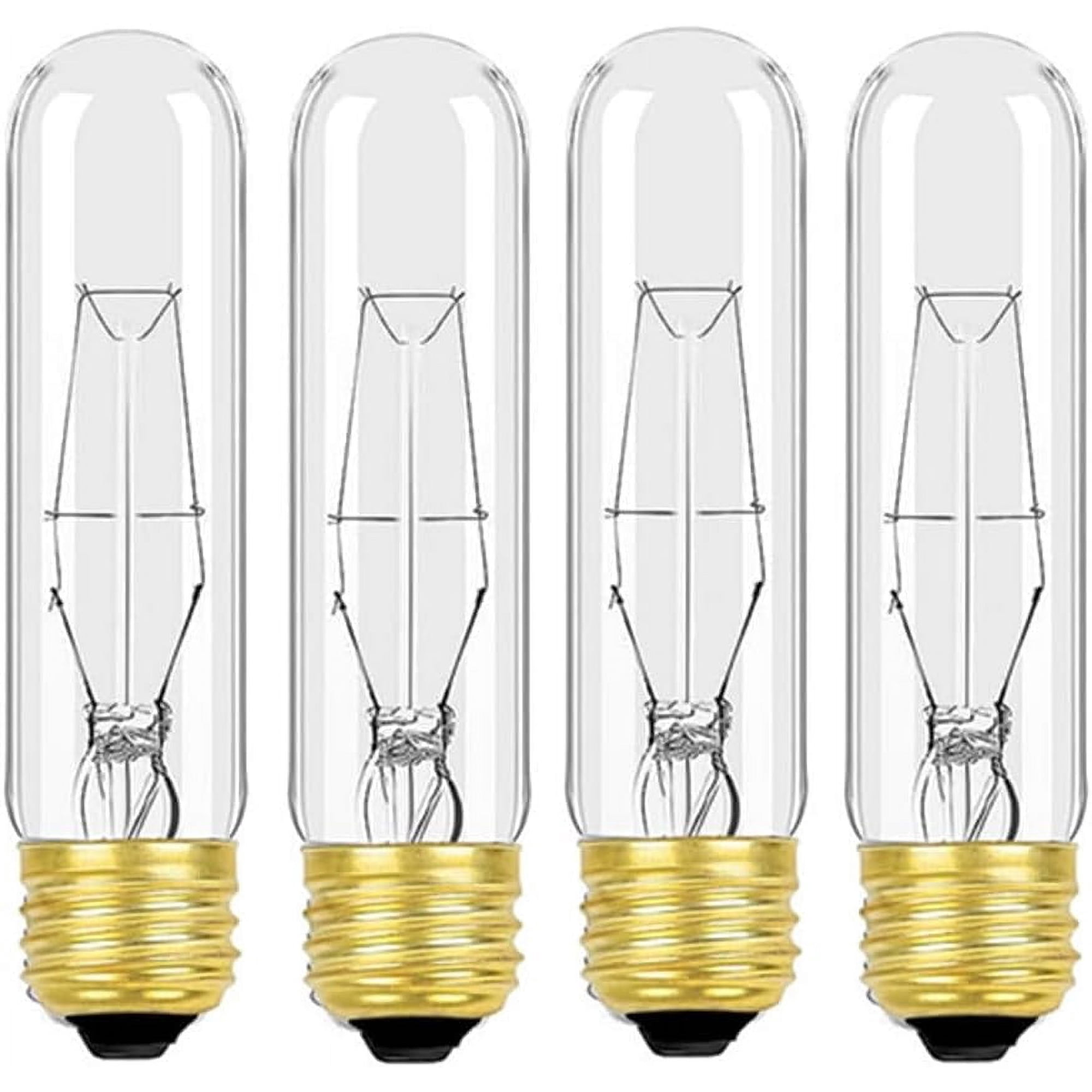 Bulbmaster 25W T10 Clear Tubular Light Bulbs - Vintage Incandescent Showcase Bulbs, 6 Pack