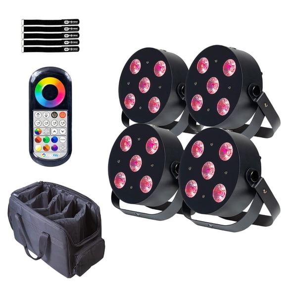 ColorKey CKU-6030 MobilePar HEX 5 Battery-Powered Wireless RGBAW-UV LED Par Light 4-Pack with Bag Package