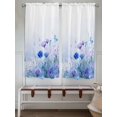 thumbnail image 6 of Bedroom Curtains 63 Inches length, Blue Flower Window Treatment Curtain Drapes, Modern Pastoral Watercolor Oil Painting Rod Pocket Curtain Panels for Living Room Kitchen, 42"x63", 2 Panels, 6 of 7