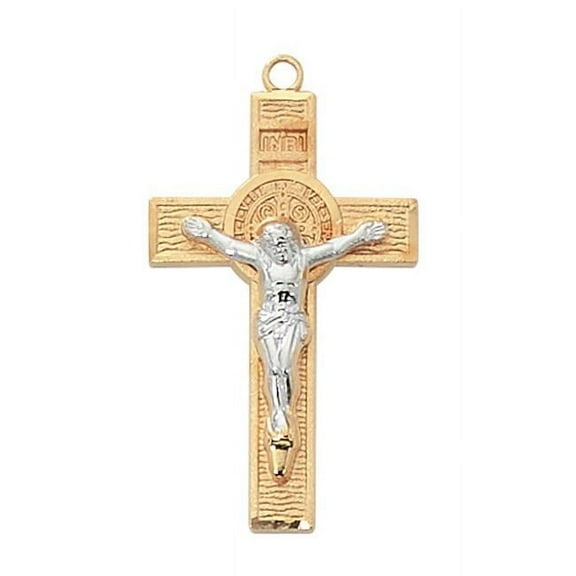 McVan J9199 1.24 x 0.7 x 0.13 in. Two-Tone Sterling Silver Benedict Cross
